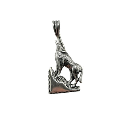 Sterling Silver Coyote Mens Necklace