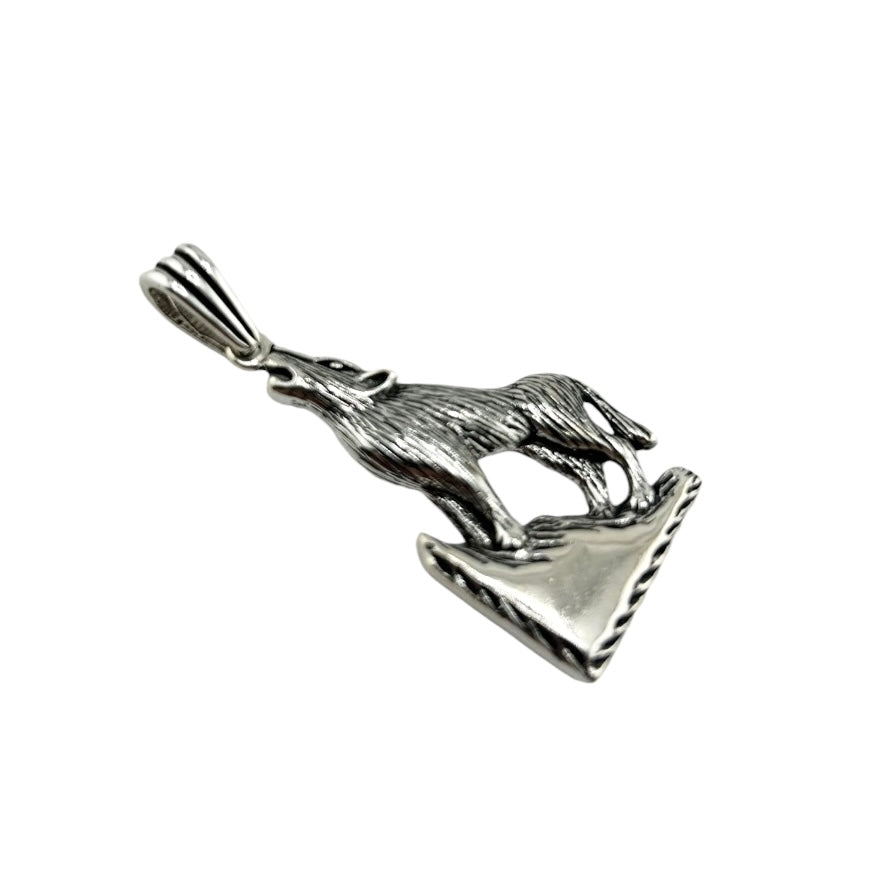 Sterling Silver Coyote Mens Necklace