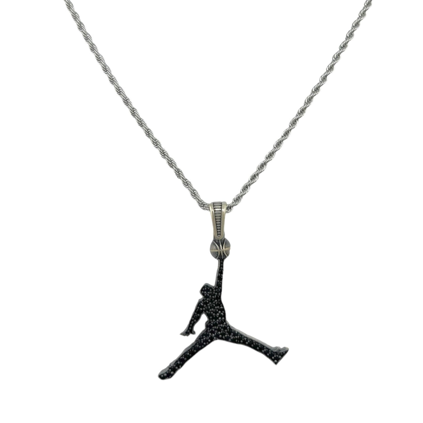 Sterling Silver CZ Hooper Mens Necklace