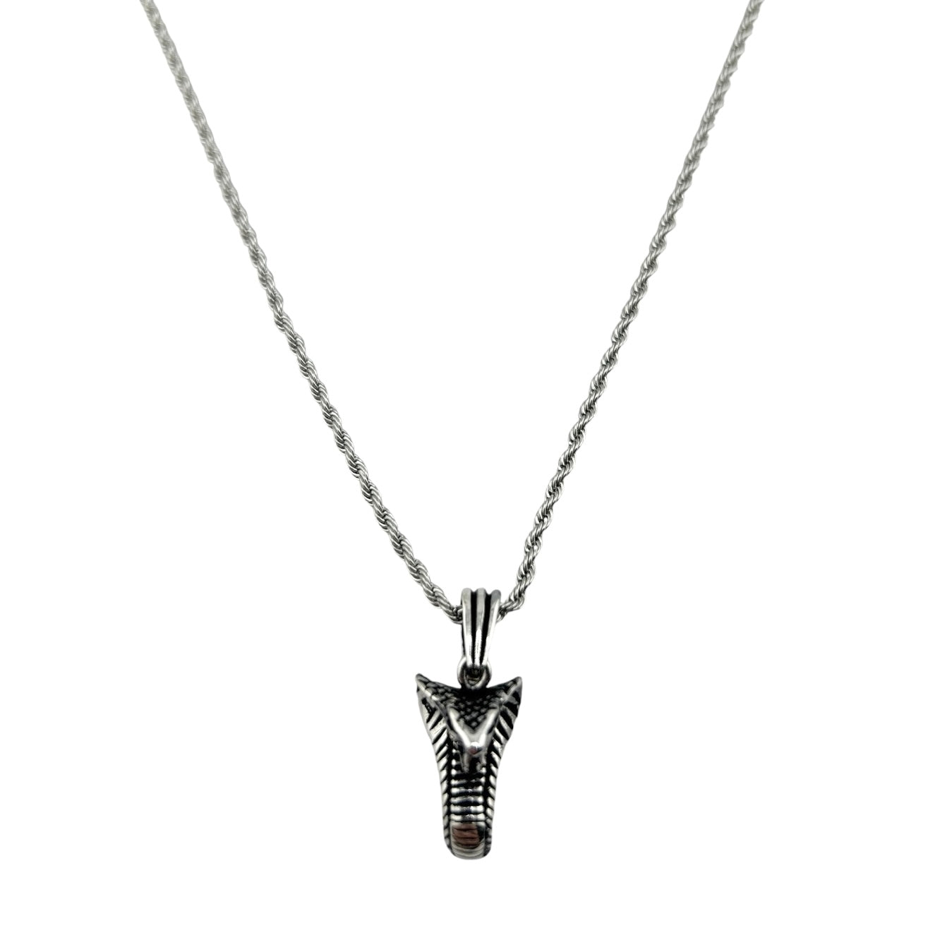 Sterling Silver Cobra Mens Necklace