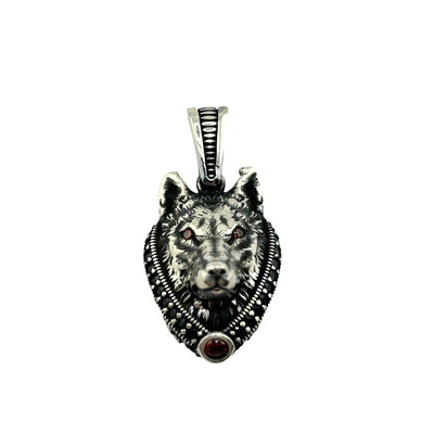 Sterling Silver Wolf Mens Necklace