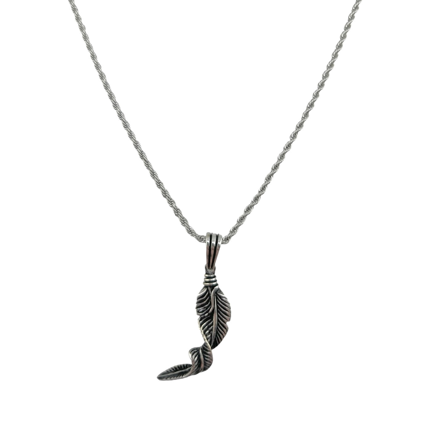 Sterling Silver Leaf Mens Necklace