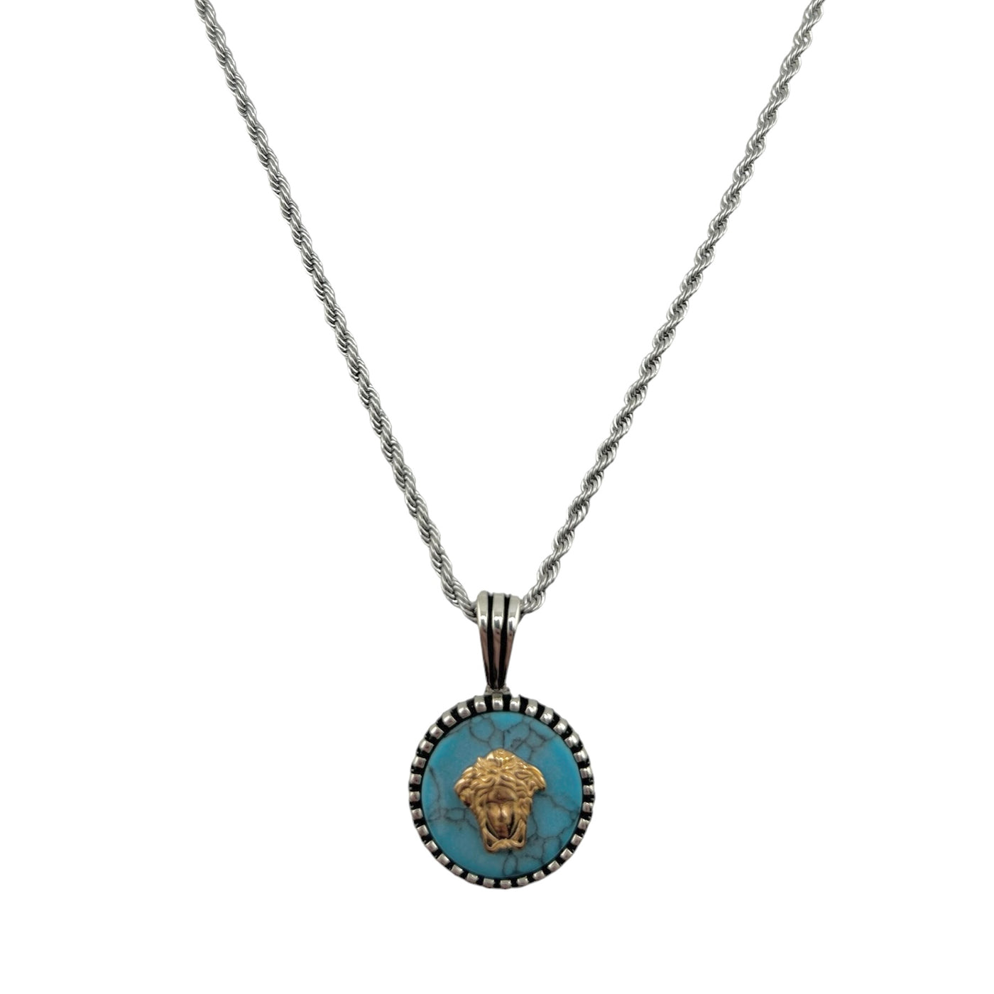 Sterling Silver Turquoise Mens Necklace