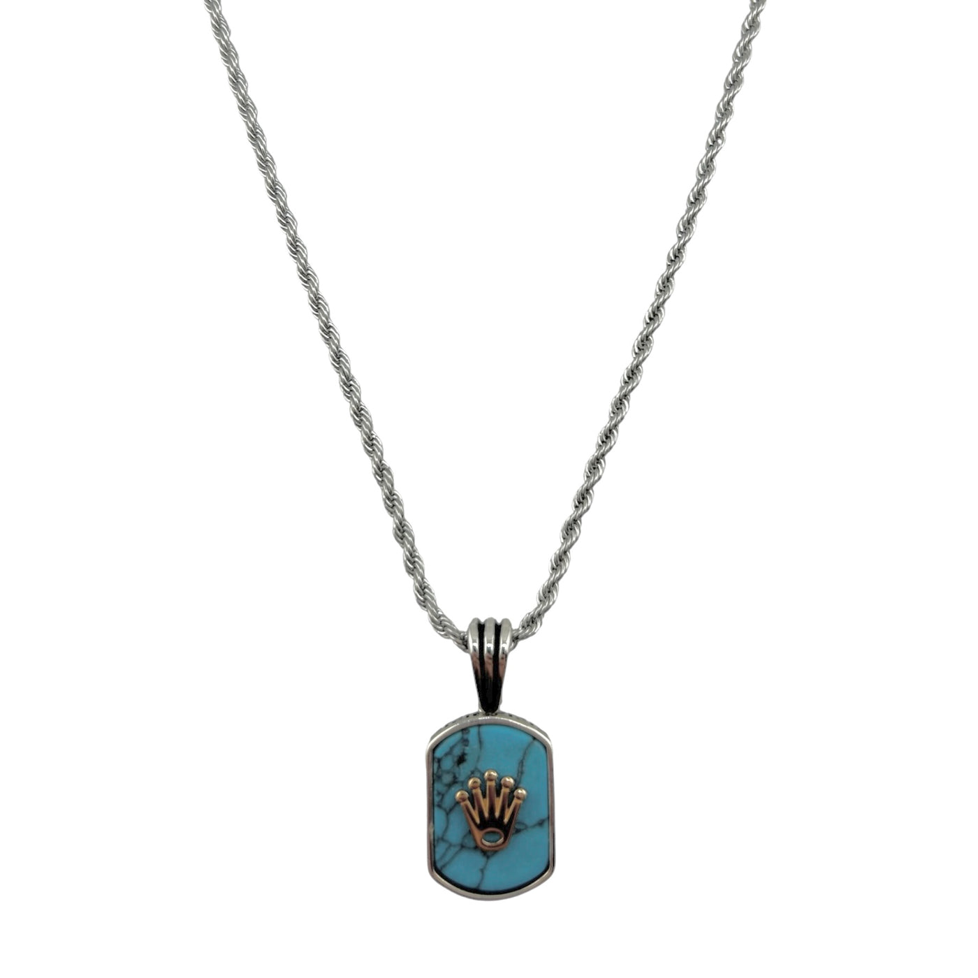 Sterling Silver Turquoise Mens Necklace