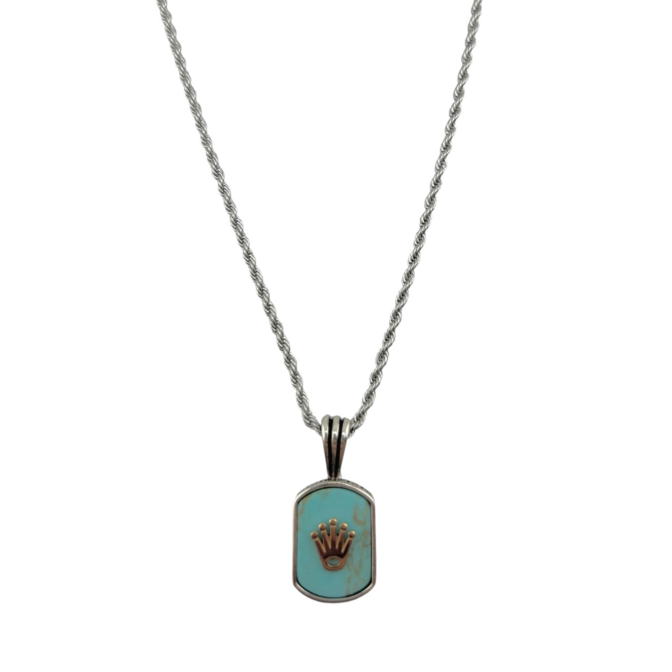 Sterling Silver Light Turquoise Mens Necklace