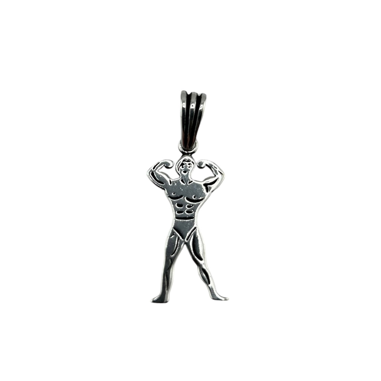 Sterling Silver Body Builder Mens Necklace