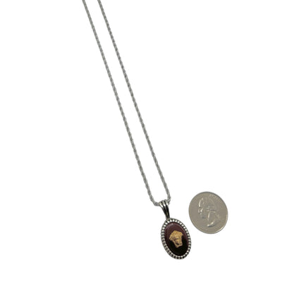 Sterling Silver Agate Mens Necklace