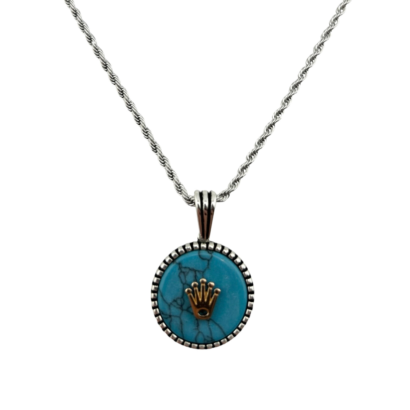 Sterling Silver Turquoise Mens Necklace