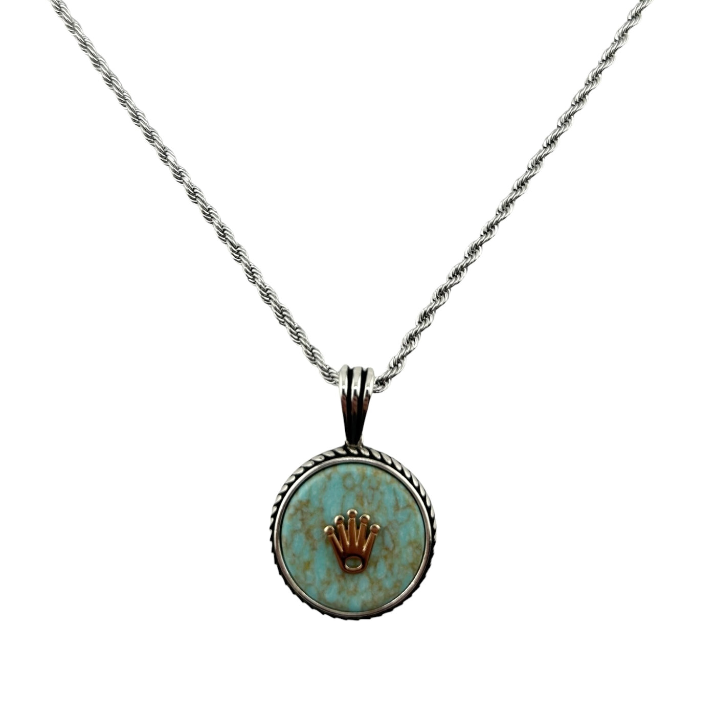 Sterling Silver Light Turquoise Mens Necklace