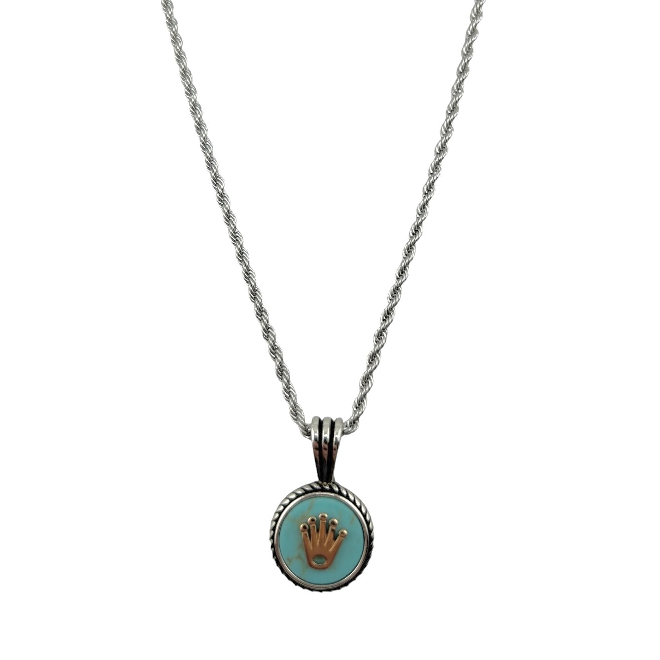 Sterling Silver Light Turquoise Mens Necklace