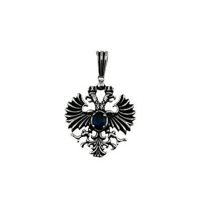 Sterling Silver Blue CZ Eagle Mens Necklace