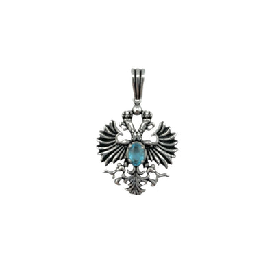 Sterling Silver Topaz CZ Eagle Mens Necklace