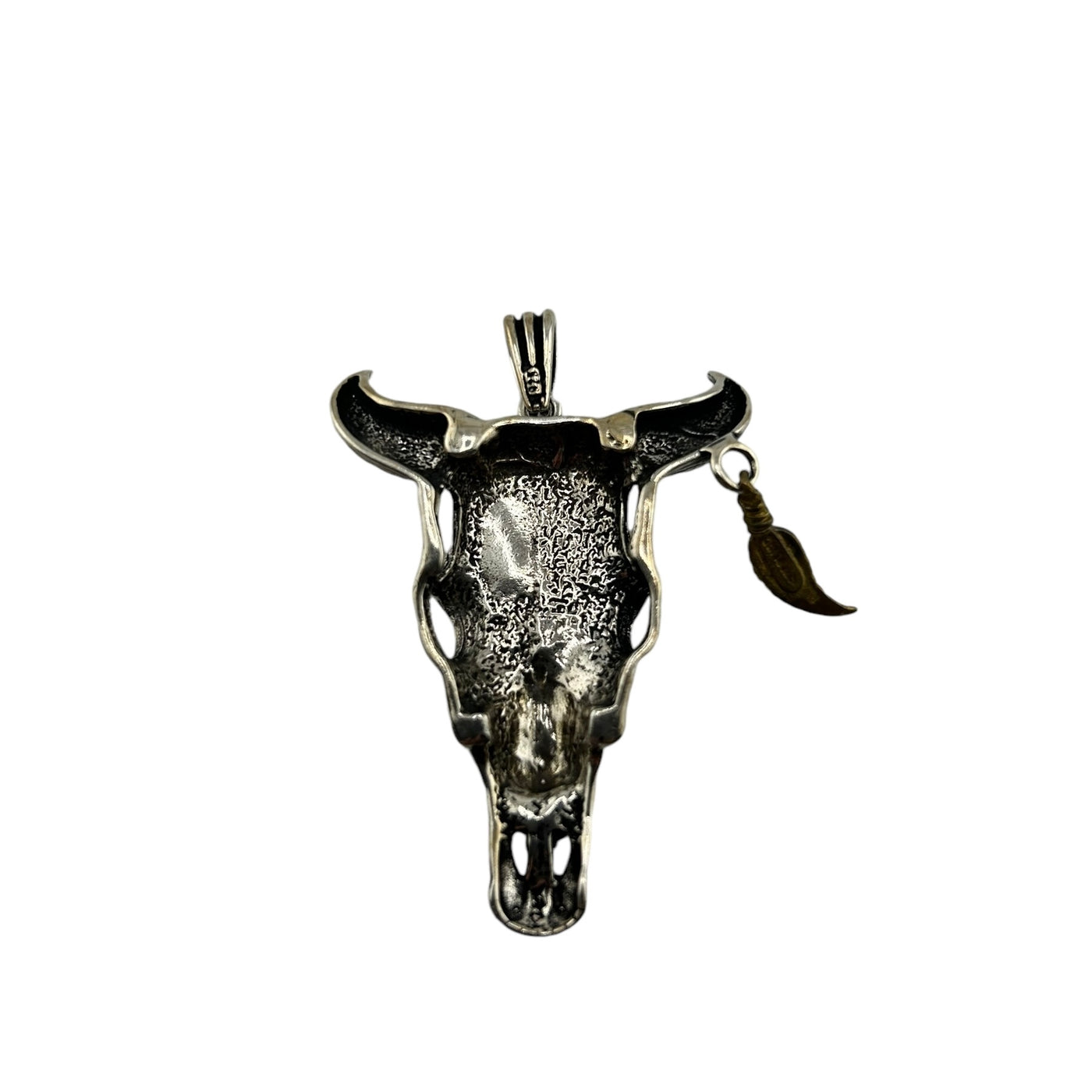 Sterling Silver Longhorn Skull Mens Necklace