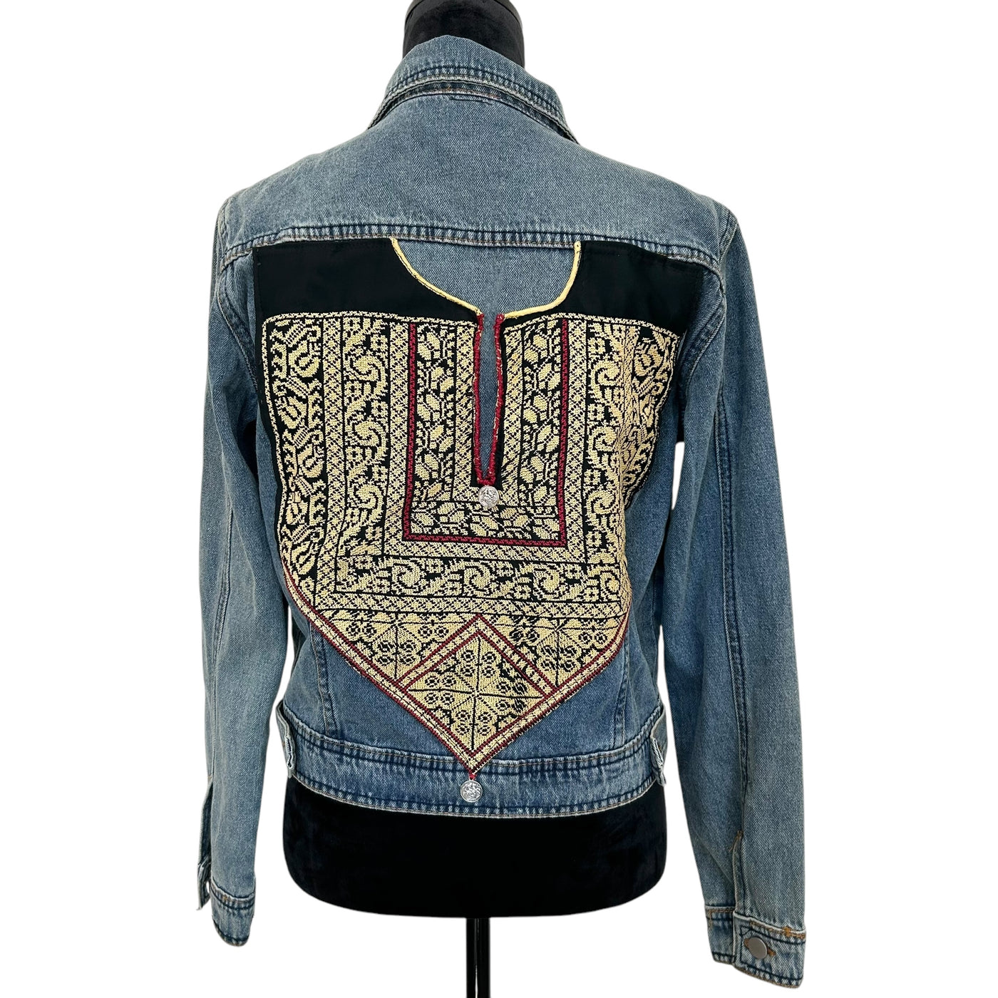 Hand-Made Embroidery Tatreez Jean Jacket