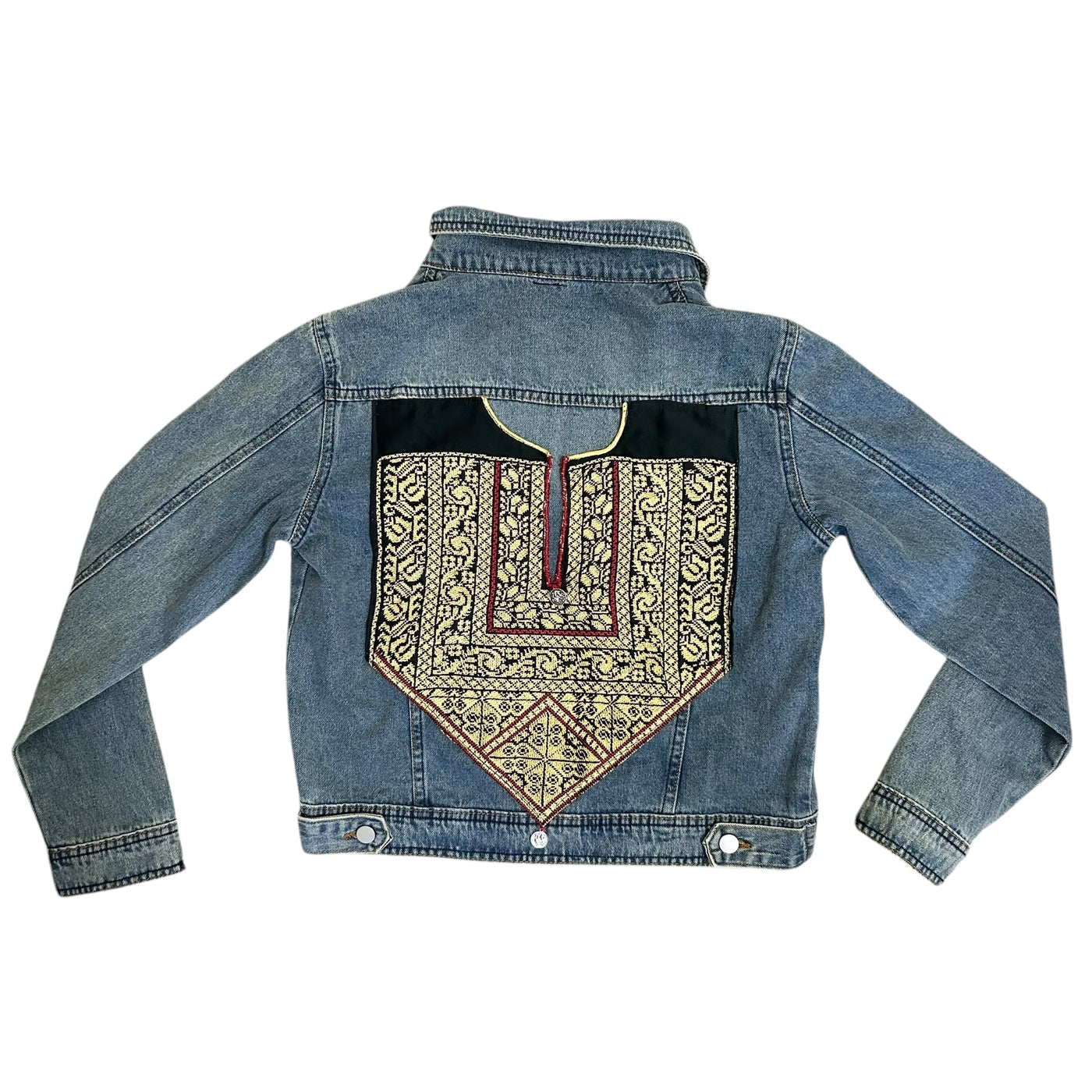 Hand-Made Embroidery Tatreez Jean Jacket