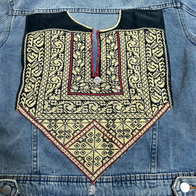 Hand-Made Embroidery Tatreez Jean Jacket