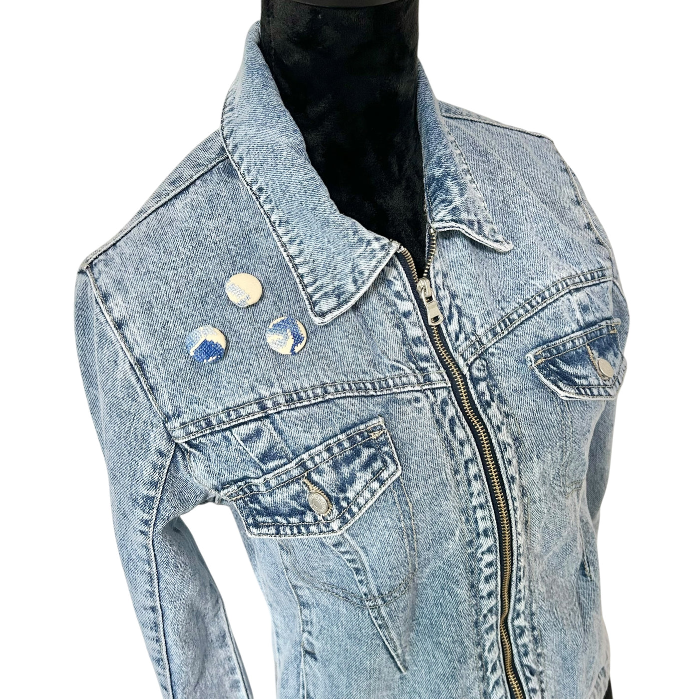 Hand-Made Embroidery Tatreez Jean Jacket