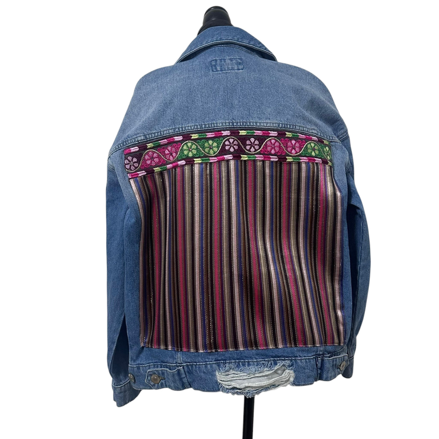 Embroidery Tatreez Ripped Jean Jacket