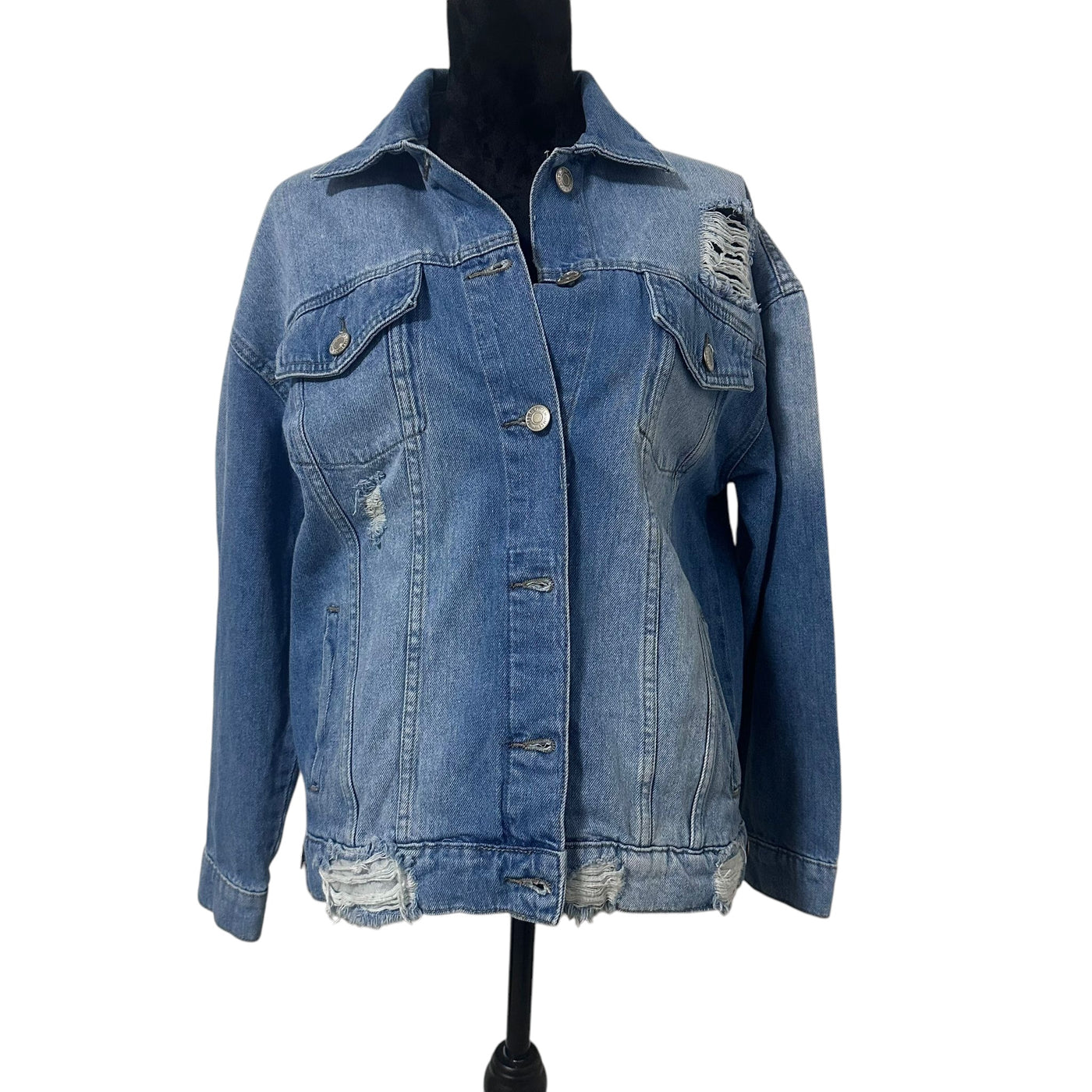 Embroidery Tatreez Ripped Jean Jacket